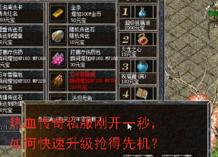 热血传奇私服刚开一秒,如何快速升级抢得先机? 热血传奇私服刚开一秒,如何快速升级抢得先机?